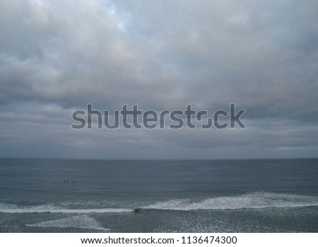 Wide view of Pacific Ocean from a California beach in the morning hours                              