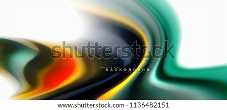 Fluid liquid mixing colors concept on light grey background, curve flow, trendy abstract layout template for business or technology presentation or web brochure cover, wallpaper. Vector illustration