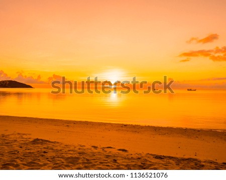 Beautiful tropical beach and sea ocean landscape with cloud and sky at sunrise or sunset time for travel and vacation