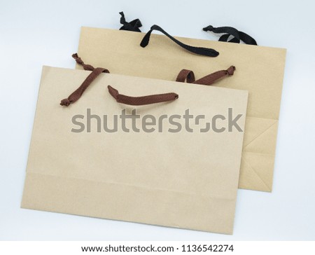 Vintage handmade paper bags shopping bags isolated on white background
