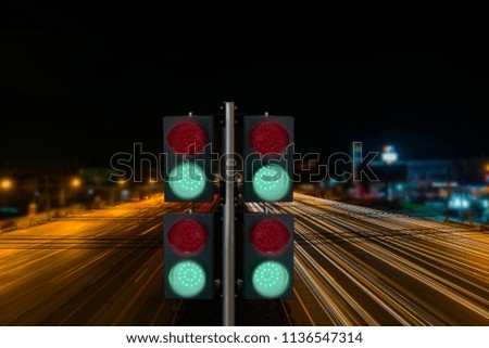 Traffic light red green car parked from behind the white background.