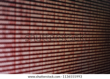 Red Binary Code. line of computer languages.