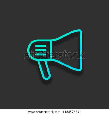 mouthpiece icon. Colorful logo concept with soft shadow on dark background. Icon color of azure ocean
