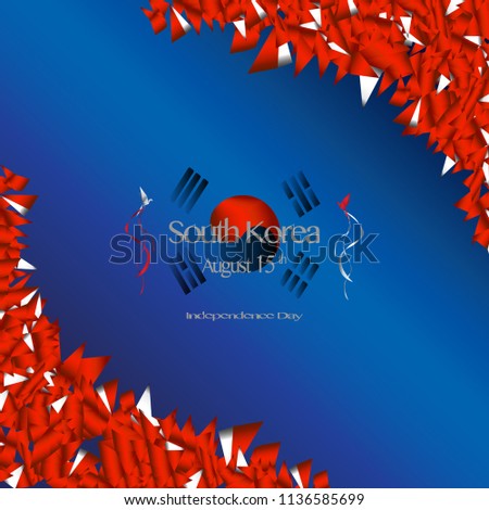 Korean top side brochure cover vector,August 15th South Korean independence day. South Korean  National Day.  graphic for design element