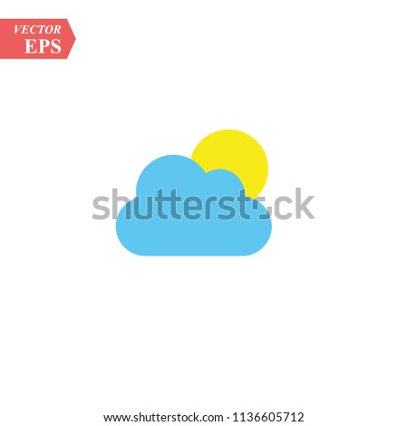 climate cloud with sun on white background.