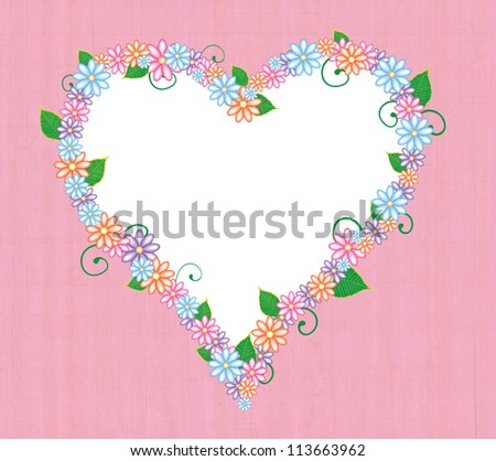 Heart frame with flowers and leaves