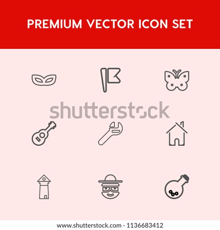 Modern, simple vector icon set on red background with laboratory, repair, flag, country, costume, carnival, usa, red, equipment, party, happy, architecture, landmark, cartoon, character, musical icons
