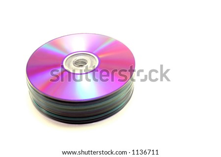 a pile of purple DVDs