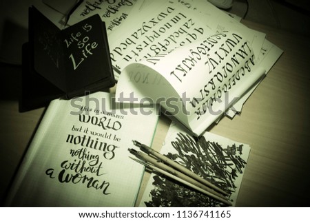 calligraphy by hand ink on paper
