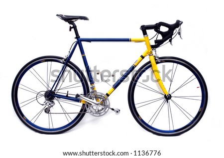 A blue and yellow road bike Royalty-Free Stock Photo #1136776