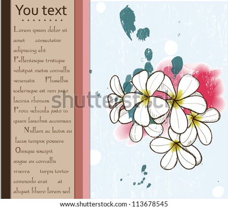 Card with tropical flower Plumeria. Vector illustration EPS10