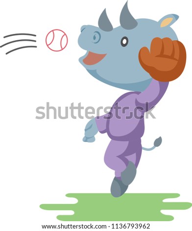 Rhino playing baseball