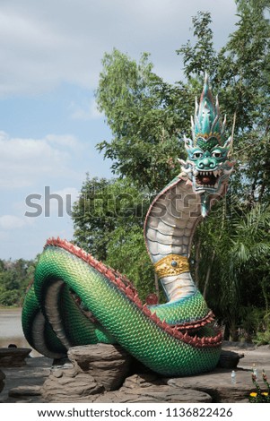 Naga statue in the temple of Thailand.