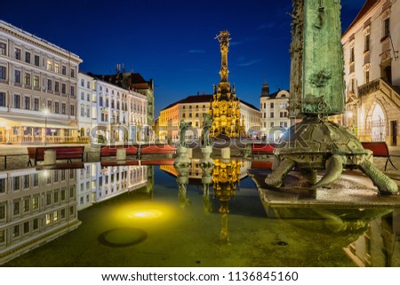 OLOMOUC, CZECH REPUBLIC View of the Upper Square and the Holy Trinity Column Royalty-Free Stock Photo #1136845160
