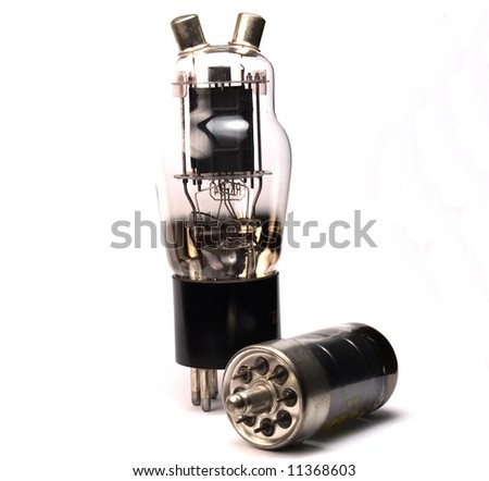 two glass vacuum radio tube