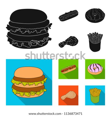 Fast ,food, meal, and other web icon in black, flat style.Hamburger, bun, flour, icons in set collection.