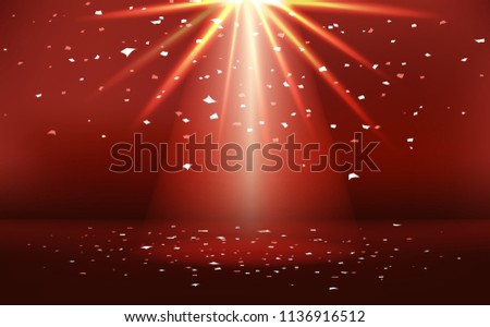 Red stage with light neon bright effect celebration award abstract background vector illustration
