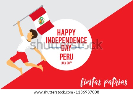 Peru Independence day celebration greeting card. Celebrated on 28th July. Creative concept vector illustration with flag and design elements for banners, backgrounds and print needs.