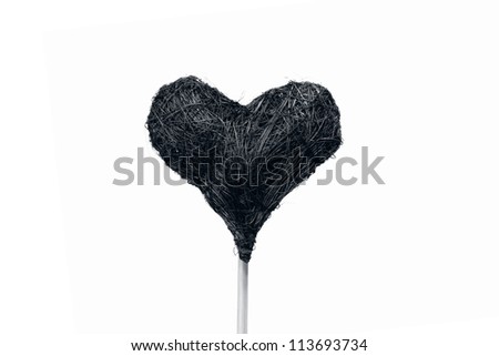 Black decorative heart isolated on white background