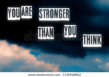 You are stronger than you think letters card illustration
