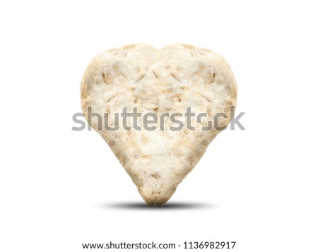 Heart shaped stone isolated on white background.Big granite rock stone.rock stone isolated on white background.