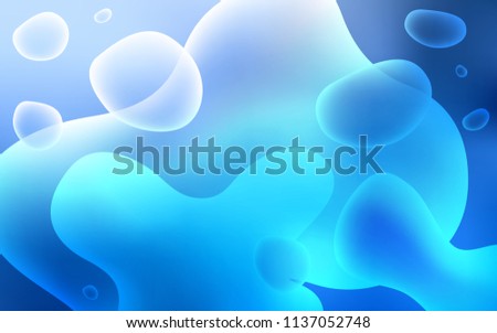 Light BLUE vector pattern with lines, ovals. Blurred geometric sample with gradient bubbles.  The template for cell phone backgrounds.