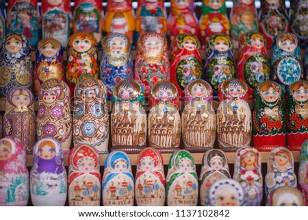 Matryoshka. Russian dolls. Babushka. Moscow.