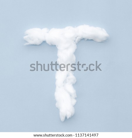Alphabet T . English alphabet letters In the concept of the clouds in the sky bright. pastel color tone