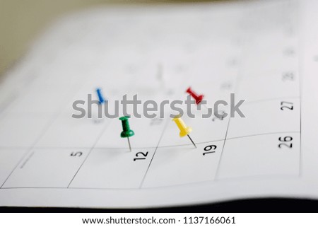 soft focus of pin on calendar, planning for business planning concept.