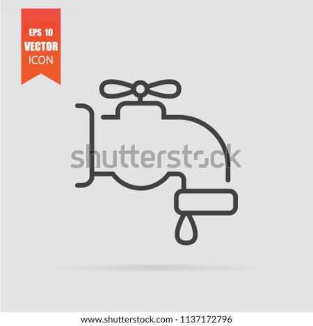 Water tap icon in flat style isolated on grey background. For your design, logo. Vector illustration.
