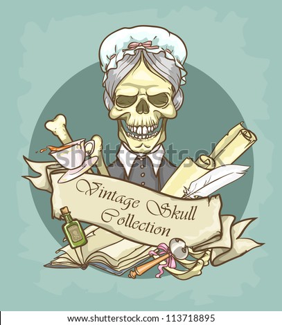 Lady's skull logo design - Vintage Skull Collection