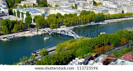 Panoramic view of the River Seine, Paris, France