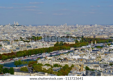 Panoramic view of the River Seine, Paris, France