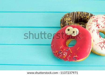 Sweet donuts. Copy space.