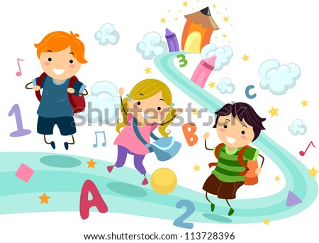 Illustration of Stick Kids Playing with Numbers and Letters of the Alphabet