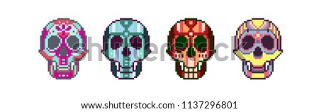 Cool pixel skulls