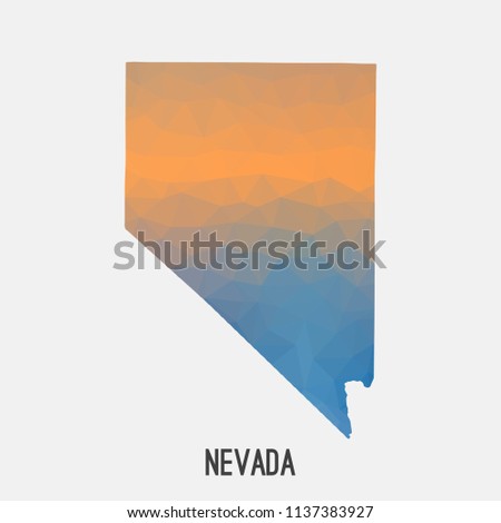 Nevada map in geometric polygonal,mosaic style.Abstract tessellation,modern design background,low poly. Geometric cover, mockup. Vector illustration.