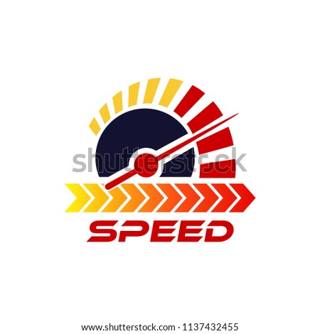 Speedometer logo design template. Speed race indicator icon vector 