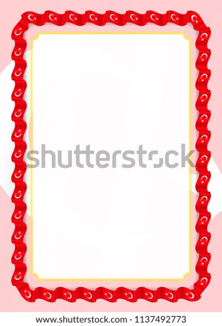 Frame and border of ribbon with Turkey flag, template elements for your certificate and diploma. Vector.