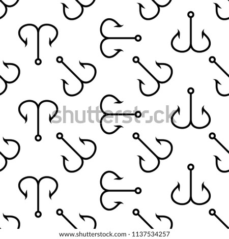 Fish Hook Seamless Pattern Design Vector Art Illustration