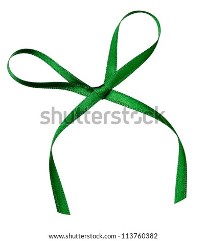 close up of  a silk ribbon knot on white background with clipping path