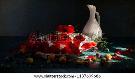 still life with red poppies