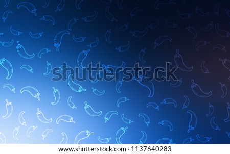 Dark BLUE vector cover with chili peppers. Illustration with set of fresh peppers in doodle style. Pattern for ad, booklets, leaflets of restaurants.