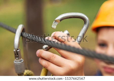 Equipment for climbing, hitch carbine Royalty-Free Stock Photo #1137662567
