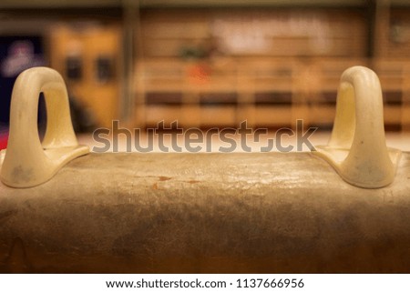 A pommel horse in a gymnastic center 
