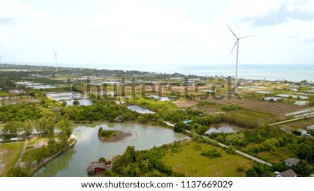 Aerial view countryside at Southern Thailand on nice day background,Top view from drone flight over lake near lake on nice day background.