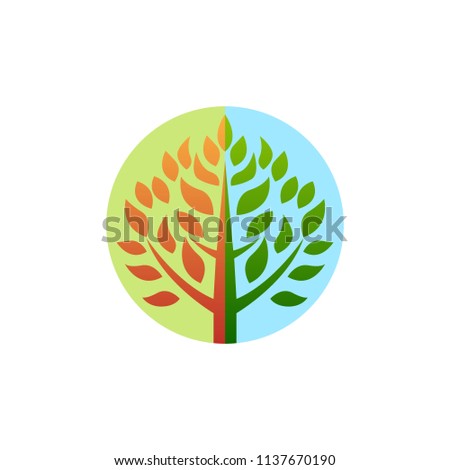 Green tree logo icon. Natural forest template design. Family life community vector illustration