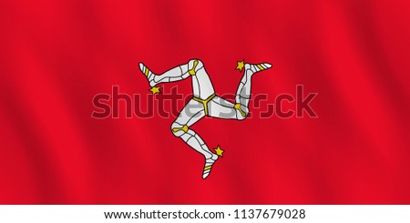 Isle of Man flag with waving effect, official proportion.