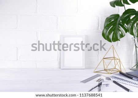 Minimalistic school or office workspace with gray stationery on white background. Education concept. Back to school.