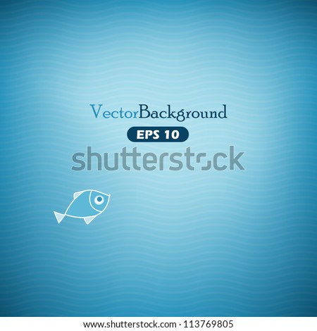 Blue abstract vector background with cartoon fish Royalty-Free Stock Photo #113769805